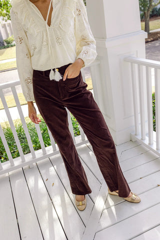 Corduroy Flare Pants - Hot Fudge