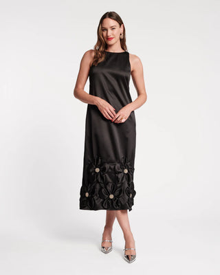 Frances Maxi Dress with Flowers - Black