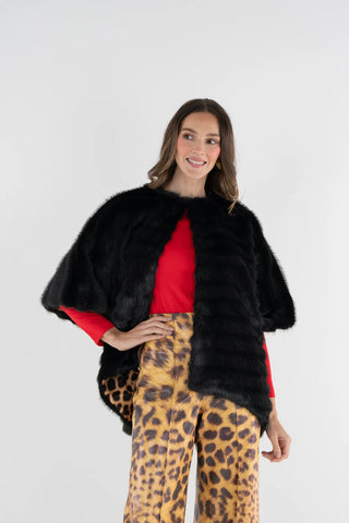 Coco Cape Faux Fur - Black Tie