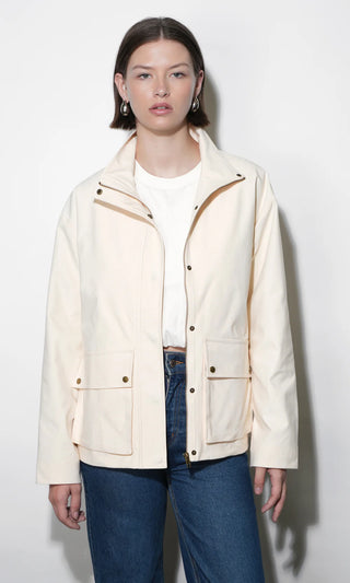 Mila Water Resistant Funnel Neck Jacket - Vanilla