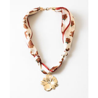 Gold Flower on Ivory Scarf