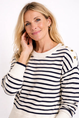 The Abigail Sweater - White and Navy