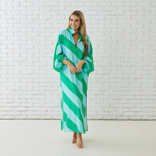 Coco Caftan - Aqua/Green