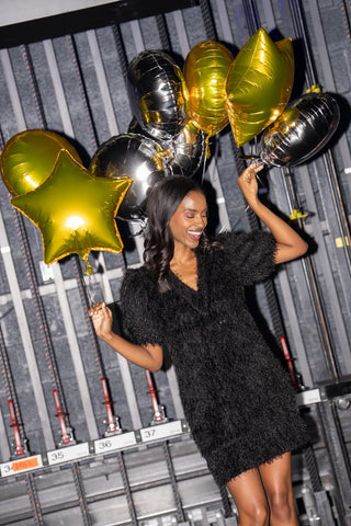 Hampton Mini - Black Tie Feather Fringe