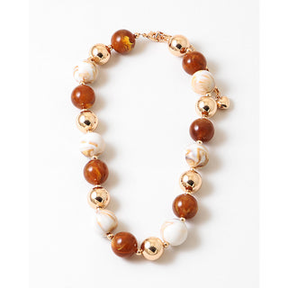 15" Neutral and Gold Ball Necklace