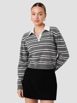 Yulia Knit Campus Stripe Pullover - Graphite