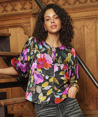 Balloon Sleeve Blouse - Glowing Blossom