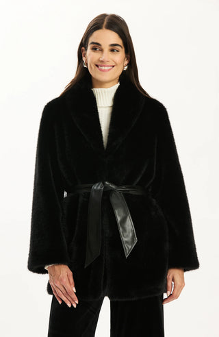 Evie Faux Fur Coat - Black