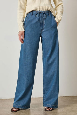 Straight Leg Drawcord Pant - Blue Denim
