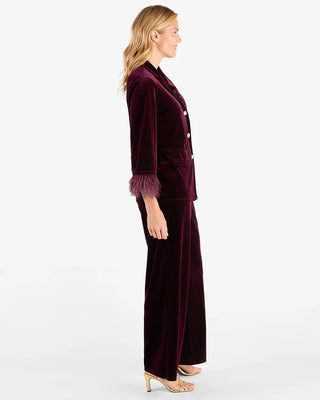 Essie Stretch Velvet Blazer - Merlot/Feathers