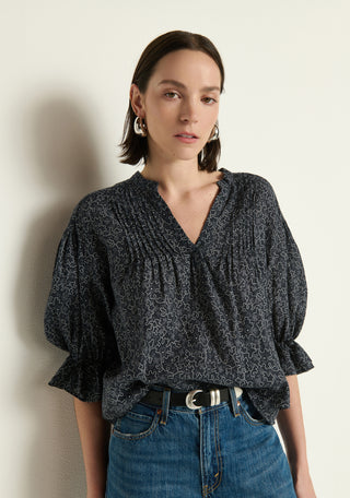 Scarlet Pintuck Blouse - Santa Fe Floral