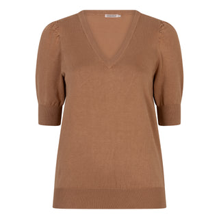 Sweater Short Sleeve V Neck - Cappuccino
