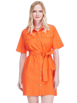 Pocket Shirt Dress -Orange