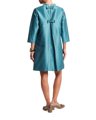 Diplomat Mini Dress Solid Dupioni Poly - Teal