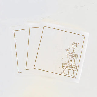 Golden Bubbles Cocktail Napkins with Gold Border
