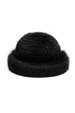 Knitted Mink & Fox Hat