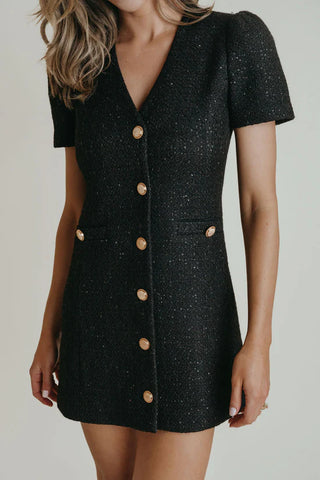 Caroline Dress - Black Tweed