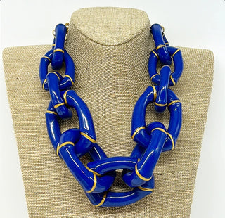 The Michelle - Bamboo Link Necklace - Blue