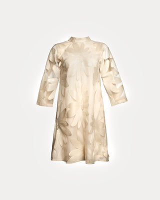 Diplomat Mini Dress - Floral Sequin Mesh Oyster