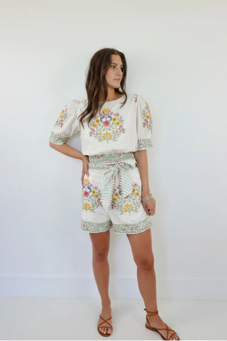 Maeve Belted Short - Dune Garden