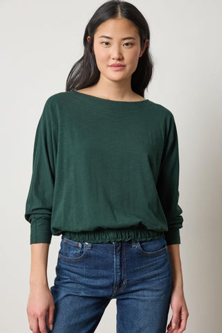 Elastic Hem Dolman Boatneck Top - Spruce