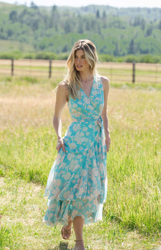 Trinity Dress - Teal Vintage Floral