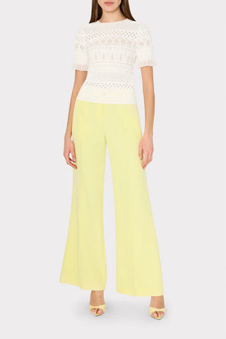 Smocked Finish Pointelle Top - Ecru