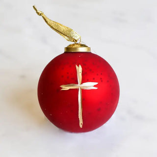 Cruix Glass Ball Ornament Red/Gold