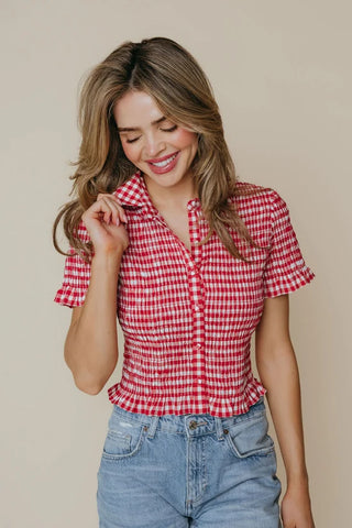 Ziggy Top - Red/Cream Check