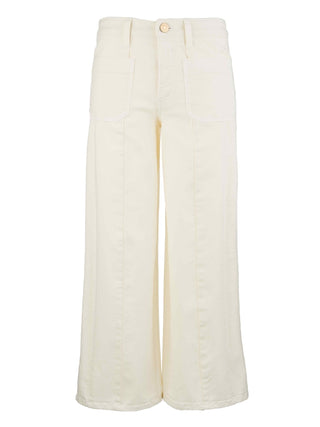 Charlotte High Rise Wide Leg Front & Back Seams - Ecru