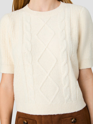Wesley Knit Puff Sleeve Cable Top