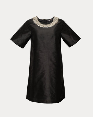 Tabby Shift Dress With Jewel Collar
