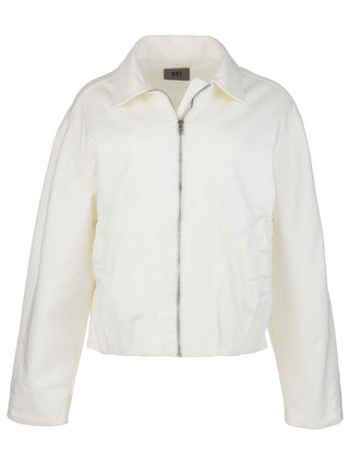 Dylan Zip Front Jacket with Pleat Detail - White